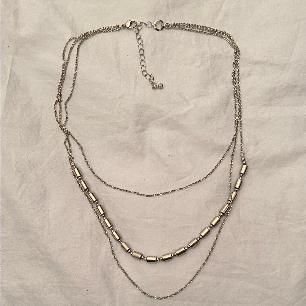 Elegant Silver Layered Necklace